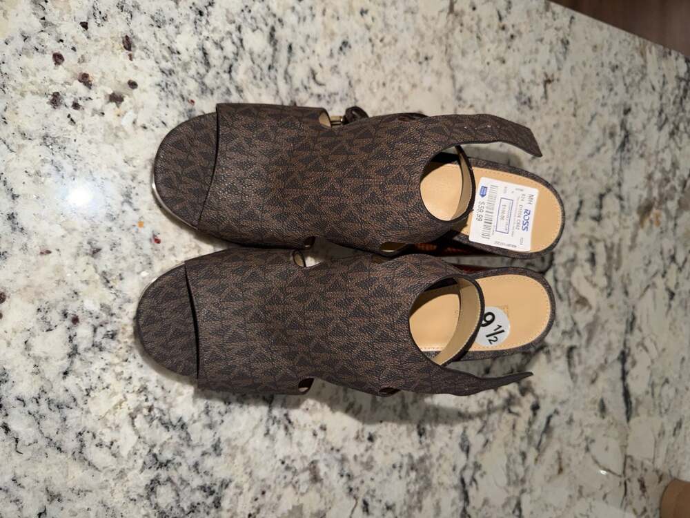 Michael Kors London Signature Logo Slingback Block Heel Sandals